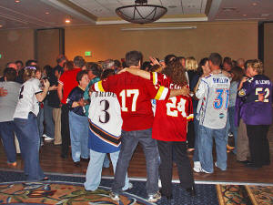 A sports themed wedding - no tuxedos at this party!