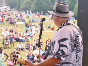 Charlie looks out over the crowd at the Laurel Lakes Independence Day fireworks celebration